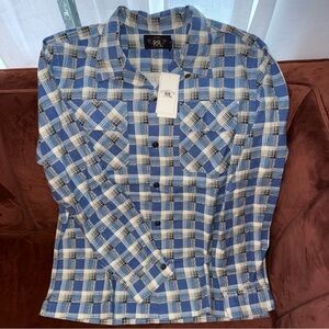 RRL Chamois Northwest Camp Shirt - Blue/Multi